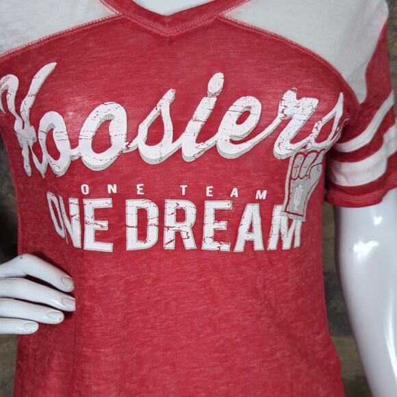 Juniors by GEN_2 Hoosiers Top IU Indiana University Woman's Small 3/5 Red White - Picture 2 of 12